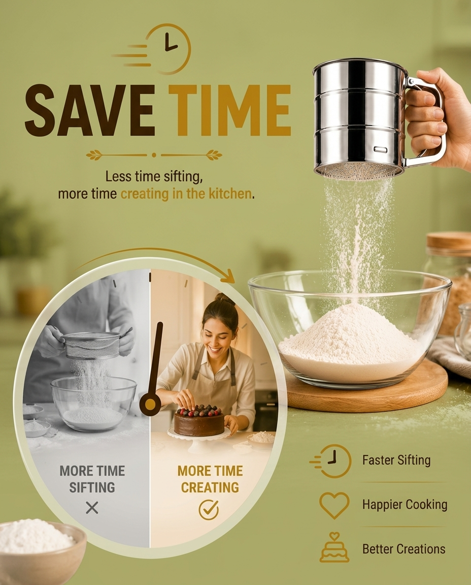Stainless Steel Flour Sifter With Handle (Atta Chalni)